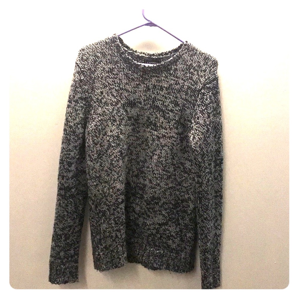 Express grey knit sweater size s fits large